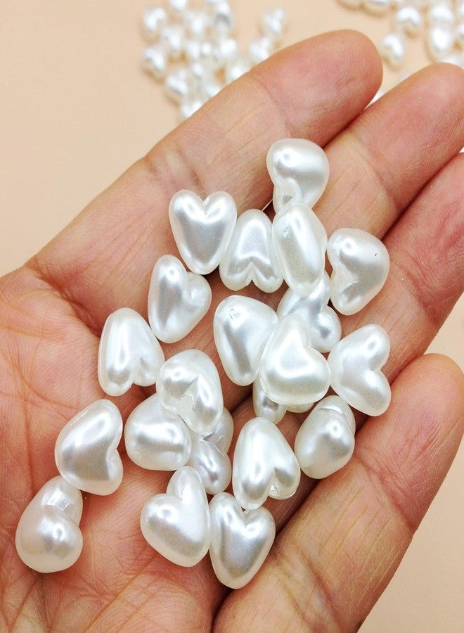 SATRA TRADERS Heart Shape Uncut Pearl Beads Spacer Beads DIY Jewellery Craft Making Necklace, Bracelet Size : 6mm | 100pcs, White - Image 4